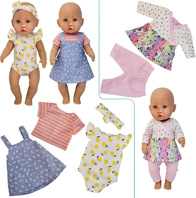 10 Sets 14-16 Inch Baby Doll Clothes Dress Outfits Headbands Accessories fits New Born 15 inch Baby Doll