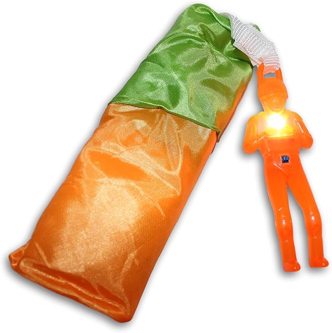 Toys+ Light Up 4 Pack Tangle Free Throwing Parachute Men Glow in The Dark! Blue, Orange, Green and Purple! for Kids and Children Parachute Man Set, Easter Basket