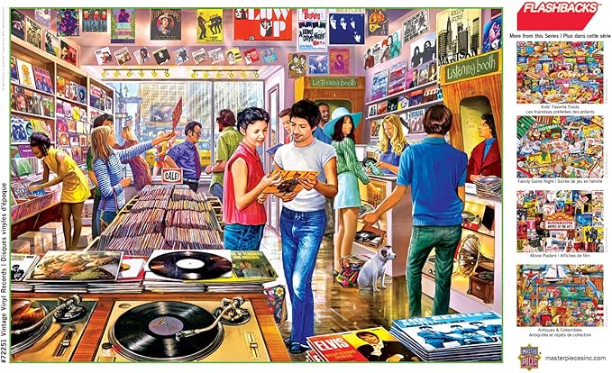 MasterPieces - 1000 Piece Jigsaw Puzzle, Vintage Vinyl Records, Fun for Adults, Family, Kids, Non-Glare Finish, 19.25" x 26.75"