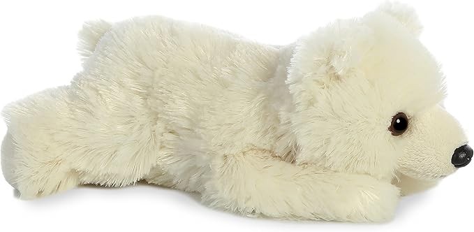 Aurora® Adorable Mini Flopsie™ Polar Bear Stuffed Animal - Mini Companions Ready for Playful Adventures - for Kids All Ages, Toddlers, Adults, and Families - White 9 Inches