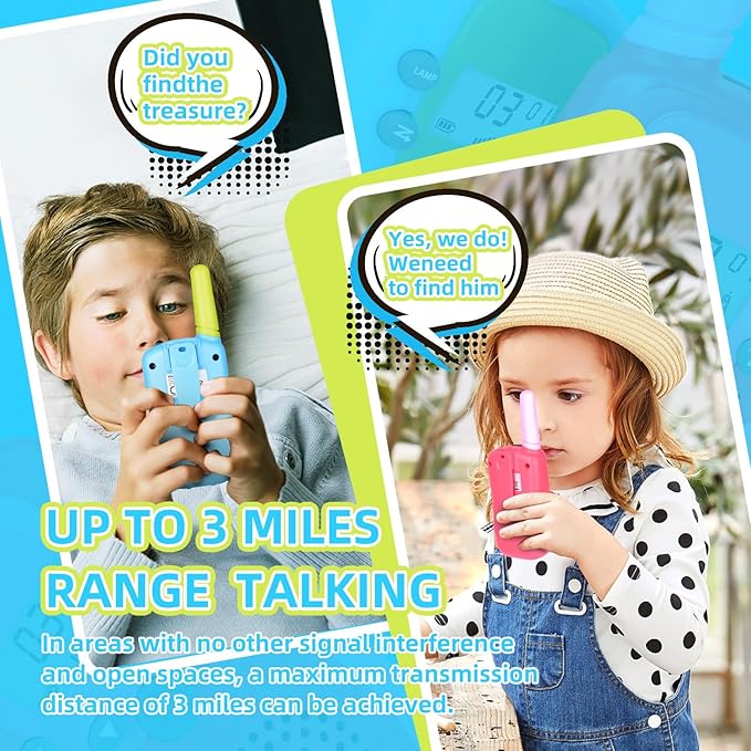 Walkie Talkies for Kids 22 Channels 2 Way Radio Toy Long Range for 3-12 Year Old Boys Girls with Backlit LCD Flashlight Outside Camping Hiking Christmas Birthday Gifts Toys (2 Pack Pinkred Bluegreen)