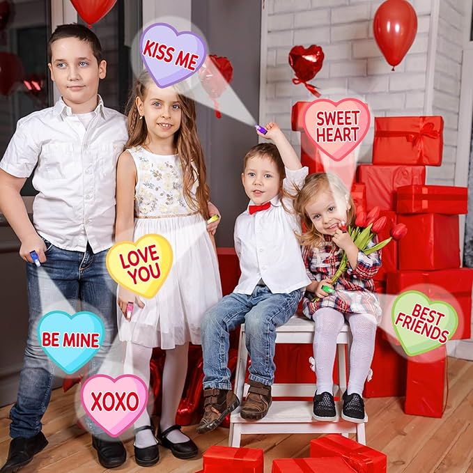 36 PCS Valentine's Day LED Finger Lights Love Heart Party Favors Glow in the Dark Light Up Finger Lights Themed Toys Bulk for Birthday Party Goodie Bag Stuffer Birthday Gifts Classroom Prize