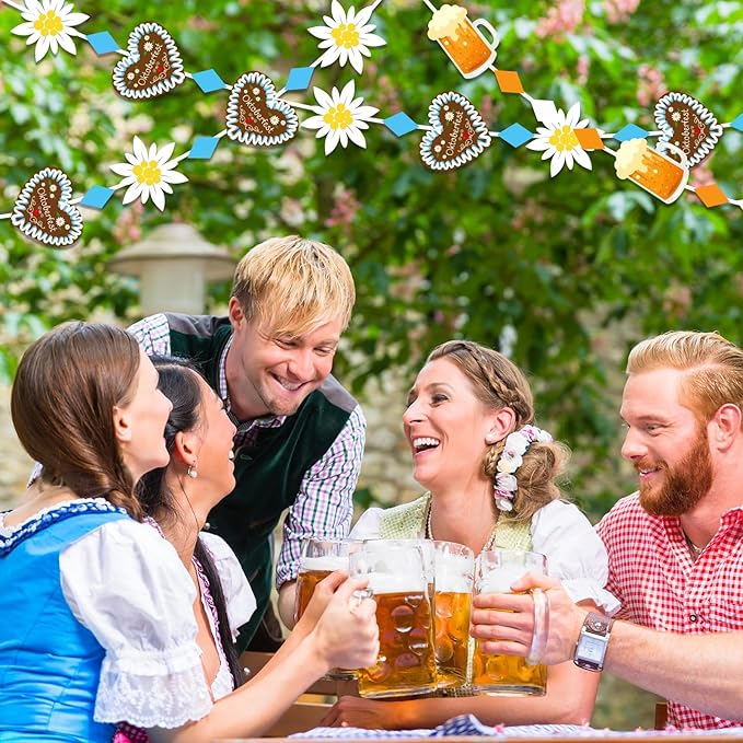 MARFOREVER 41 Ft Pre-Strung Oktoberfest Banner Oktoberfest Decorations, Bavarian German Party Hanging Garland Streamers Oktoberfest Signs for Beer Festival Oktoberfest Party Supplies