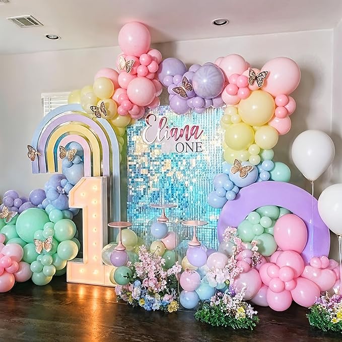 Pastel Balloons, 60PCS Macaron Pink Purple Blue Latex Balloon, Pastel Color Ice Cream Balloon for Kids Rainbow Party Baby Shower Wedding Unicorn Ice Cream Birthday Party Decorations Supplies
