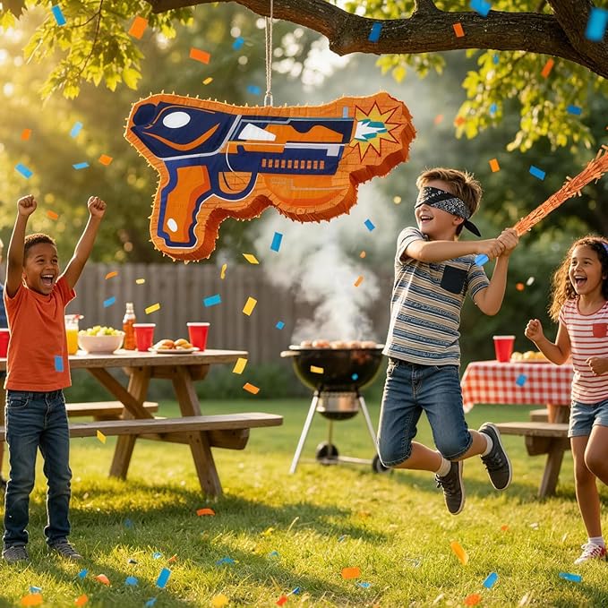 8.86'' x 14.6'' Dart Piñata for Dart War Party Decorations, Gun Piñata Dart Theme Piñata for Dart Battle Birthday Party Supplies