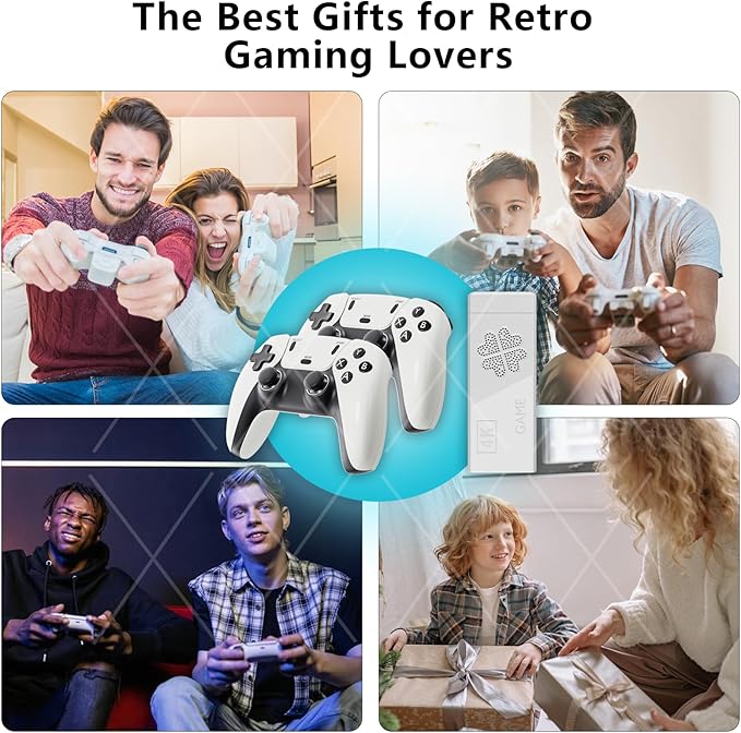 Upgraded Model Wireless Retro Game Stick,Retro Video Game Console,9 emulators, (64G),with Over 40000 Built-in Electronic Games,4K HDMI Output,Dual 2.4G Wireless Control Plug and Play Retro Game (pro)