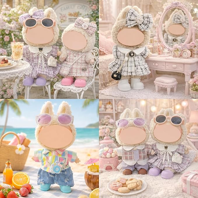 5-Pack Doll Clothes Set for 15–17cm Dolls, Includes 3 Dress Outfits and 2 Suit Outfits, Perfect for Play and Display, Doll Accessories for Collectors (No Dolls)