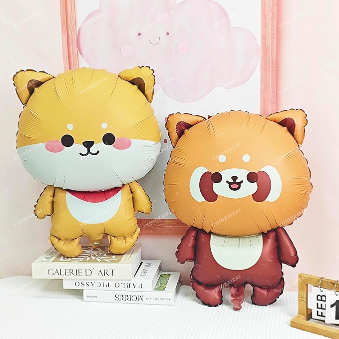 2PCS Dog Animal Balloon Little Panda Animal Balloon Pet Puppy Birthday Mylar Foil Balloon For Boys Girls Pet Dog Little Panda Zoo Birthday Theme Anniversary Baby Shower Party Decorations Suppiles