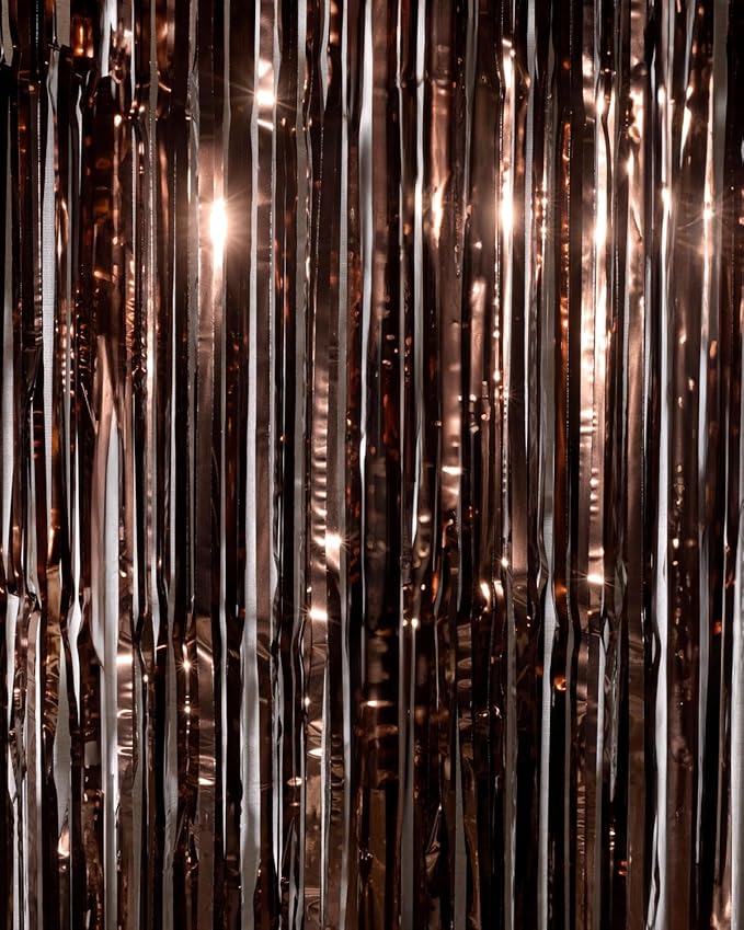 xo, Fetti Brown Party Curtain - Set of 2 | Espresso Martini Fringe, Bachelorette Decorations, Cute Birthday Photo Booth, Party Backdrop, Bday Supplies