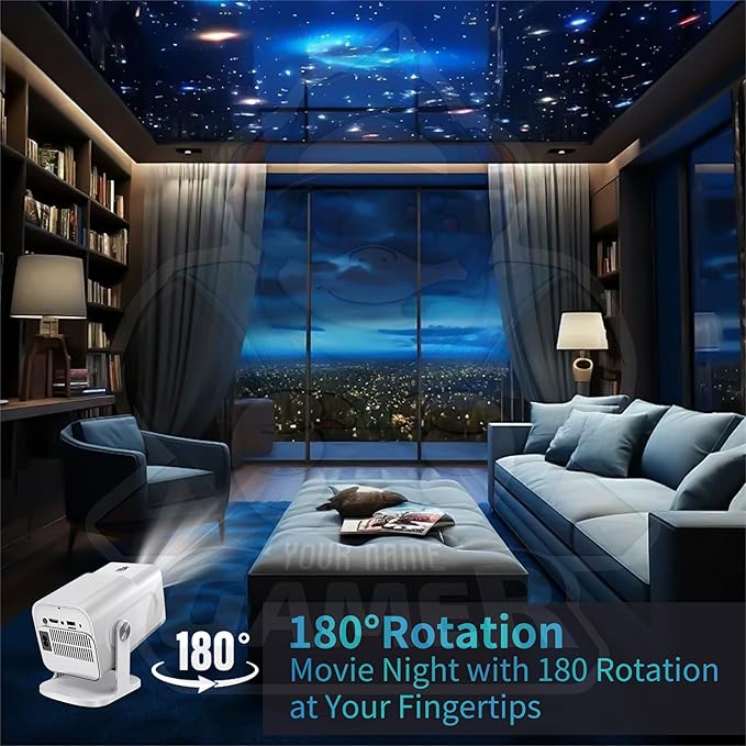 HCS350 Pro Projector and game,Retro 4K Smart Game Projector 1280*1080P Built-in 30000 Games,Portable video game with 2 Wireless Controllers,5G WiFi Bluetooth,HDMI,Android 12,home theater,office