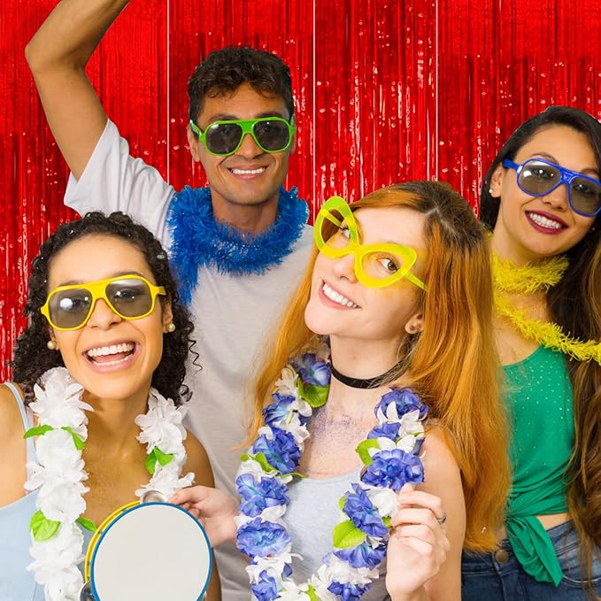3 Pack Shiny Red Backdrop Party Decorations Tinsel Curtain Party Backdrop Foil Fringe Birthday Decorations Photo Booth Streamer Pink Theme Bachelorette Graduation Party Decorations