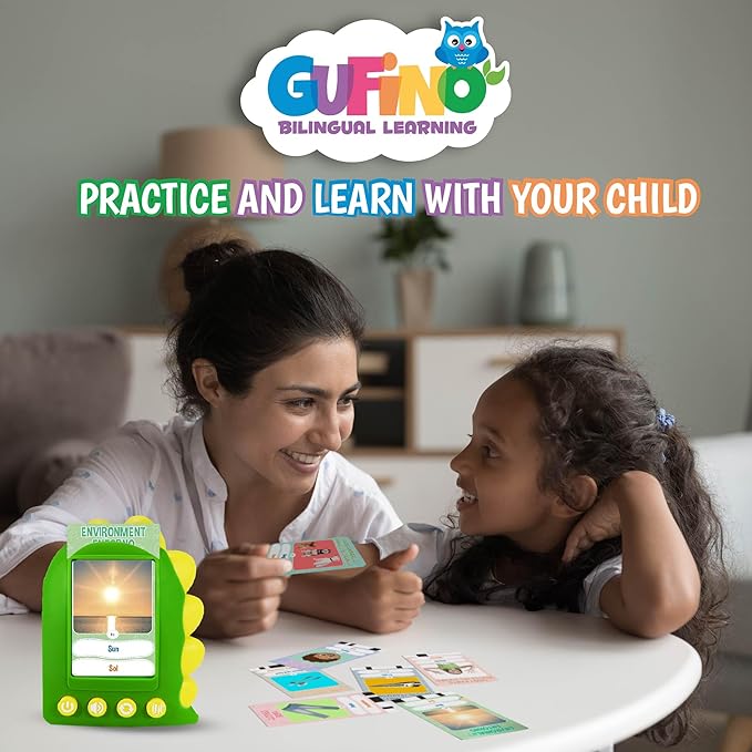 Spanish Flash Cards for Kids | Bilingual Talking Flashcards with Audio | English Learning Cards | Interactive Language Development Toy | Educational Flash Cards for Early Learning