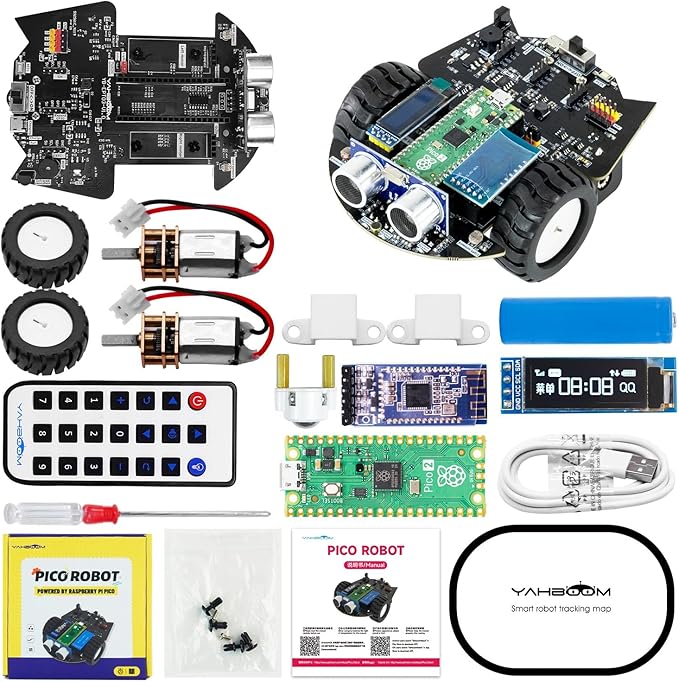 Yahboom Raspberry Pi Pico2 Smart Robot Car Starter Programming Robot Kit DIY MicroPython Scientific Electronics Programming Project Kit
