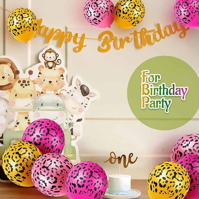 Gejoy 36 Pcs Cheetah Balloons Pastel Leopard Print Balloons 12 Inch Spots Latex Leopard Jungle Animal Decorations for Cheetah Zoo Theme Birthday Party Supplies