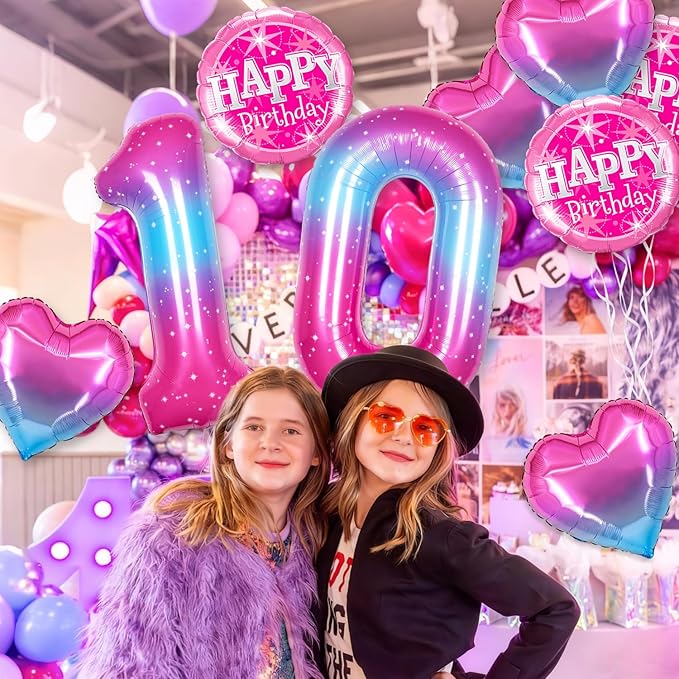Gradient Number 9 Balloon for Hannah Montana Birthday Decorations, 40 inch Big Helium Number Balloons for Girls Birthday Party Celebration Decoration Supplies