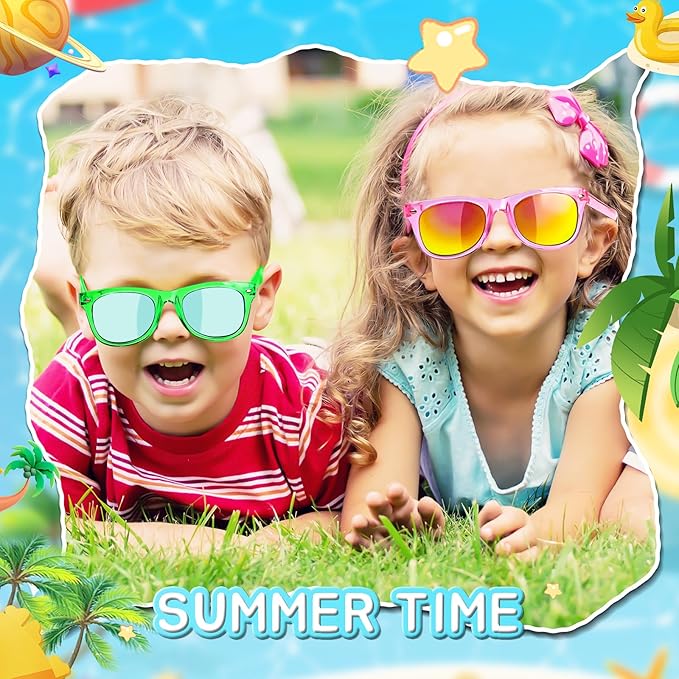GKTZ Kids Sunglasses Party Favors - Boys Girls Valentines Day Gifts, Neon Sunglasses with UV 400 Protection for Kids Classroom Favors Birthday Goodie Bags Stuffers - 32 Packs