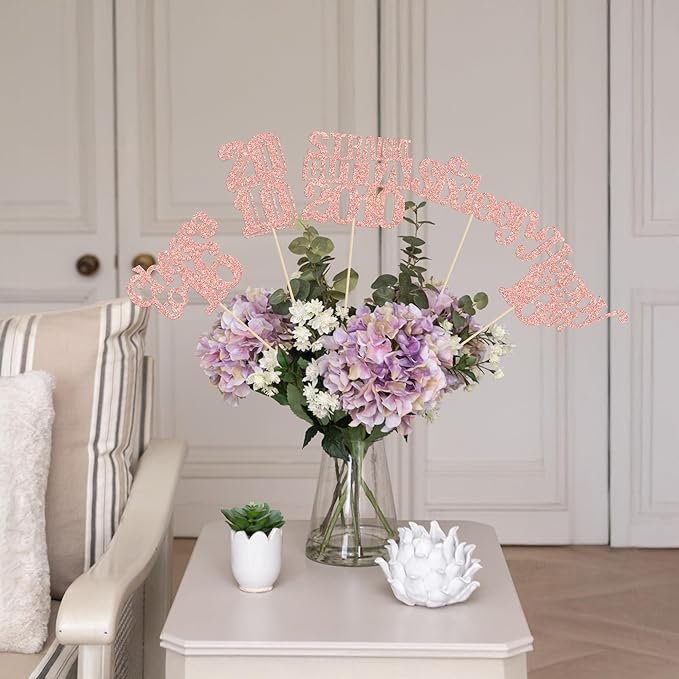 Gyufise 15Pcs Happy 16th Birthday Centerpiece Sticks Sixteen Straight Outta 2010 Table Flower Centerpieces Sticks for Cheers to 16th Birthday Party Supplies Rose Gold