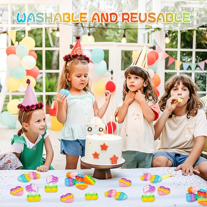 Pop Fidget Toys Bulk Its Valentines Day Gifts for Kids 30 Pack Valentines for Kids Classroom Valentines Day Party Favors Mini Heart Pop Fidget Keychain It Bulk Toys Valentine Goodie Bags Boys Girls