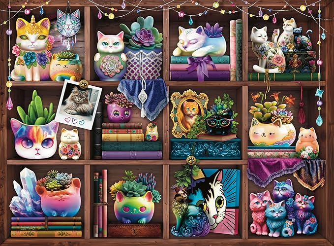 Ravensburger Cats and Succulents Jigsaw Puzzle - 500 Pieces | Adult-Targeted, Relaxing Activity, Interlocking Fit | Handcrafted in Germany | Unique Artwork by Brigid Ashwood