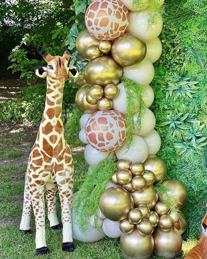 50pcs Giraffe Print Balloons, 12inch Animal Print Thick Latex Balloons for Safari Jungle Party Supplies Wild One Birthday Baby Shower Wildlife Theme Party Decoration
