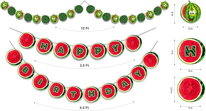 Watermelon Theme Birthday Party Supplies – Fresh Summer Fruit Inspired Party Decoration Set for Birthday Celebrations, Decorative Table Styling Items for Themed Events, Dessert Table Setup.