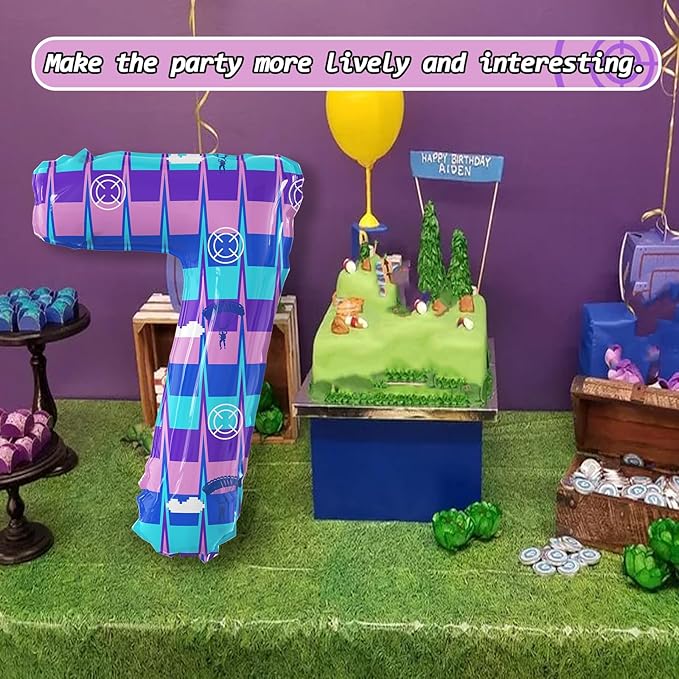 40 Inch Video Game Theme Number 7 Balloons Large Birthday Party Number Balloons Piñata Gaming for Kids Battle Boys Birthday Party Decoration Supplies