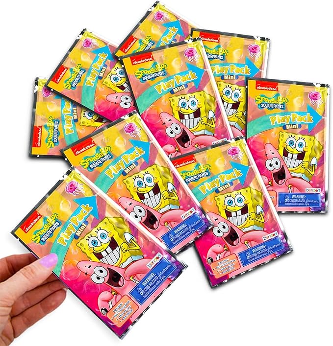 SPONGEBOB SQUAREPANTS 8 Pc Mini Party Favors Set - Bundle 8 Play Packs with Mini Coloring Books, Stickers, and Goodie Bags | Spongebob Birthday Party Supplies Decorations