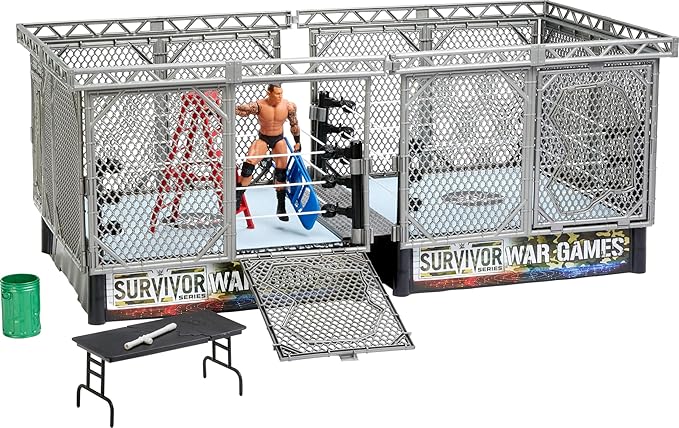 Mattel WWE Survivor War Games Playset with Action Figure, 2 Rings, Cage & 5 Accessories, Includes Randy Orton 6-inch Collectible