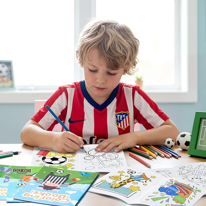 Soccer Coloring Books for Kids - 24Pcs Soccer Mini Coloring Booklet Sports Ball Theme DIY Art Drawing Book for Toddlers Birthday Party Favors Gifts Classroom Reward Home Art Activity Supplies