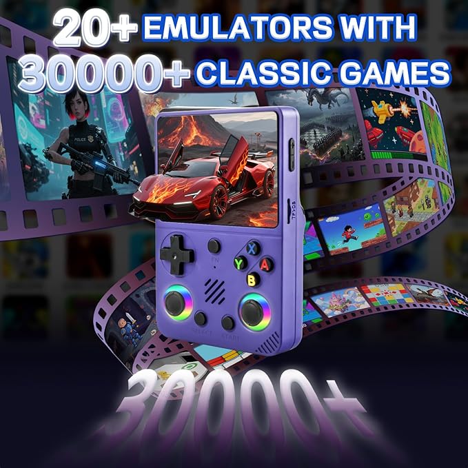 RG36PRO Retro Video Game Console - Open Source System,3.5"IPS Screen,64G TF card,3000mAh Battery,Support 30,000+ Classic Retro Video Games for Teen or Partner - Gift for Christmas - Purple