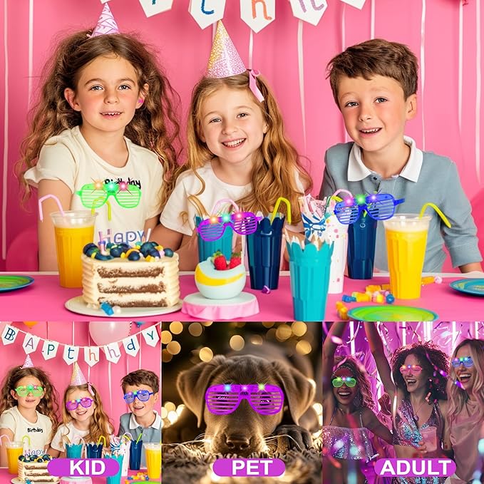 20 Pack Led Glasses,Light Up Glasses,Glow Glasses Glow In The Dark Party Supplies Suitable For Kids/Adults, Rave neon Flashing Party For Birthday Mardi Gras New Year's Eve Decoration