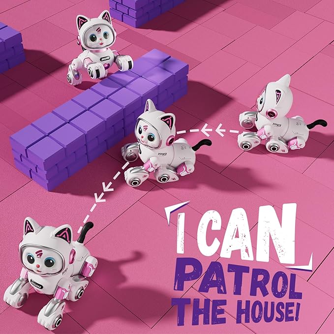 RC Stunt Robot Cat Toys for Ages 8-13 with LED & Sounds, Rechargeable Interactive Remote Control Pet Puppy for 8+ Year Old Kids Girls Boys Birthday Gift, Dancing, Walking & Touch Sensing