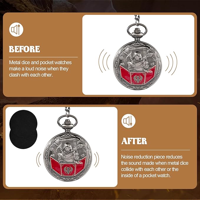 D&D Dice Set,7PCS Metal Dice for Dungeons and Dragons,Mini Dice Set with Pocket Watch Case,Role Playing Board Games Accessories (DM, Ancient Silver)