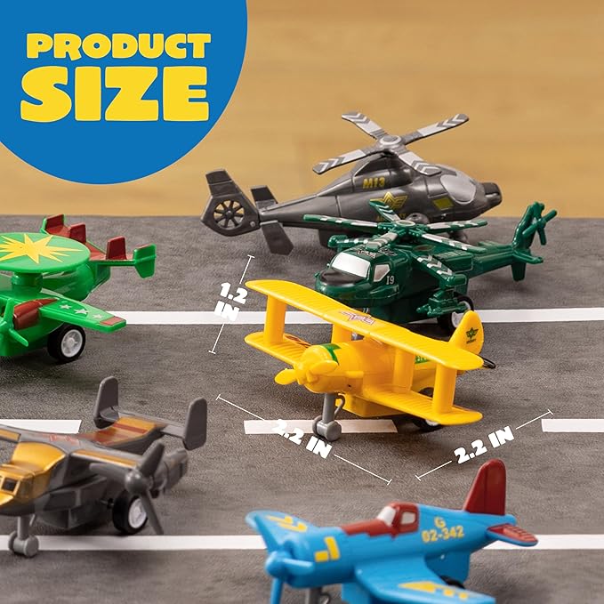 JOYIN 16 Pcs Pull Back Airplane Toys, Boys Plane Playset, Aircraft Incl Helicopter, Fighter, Bomber, Gifts for Toddler Kids 3+ Years Old, Easter Basket, Treasure Box Toys for Classroom
