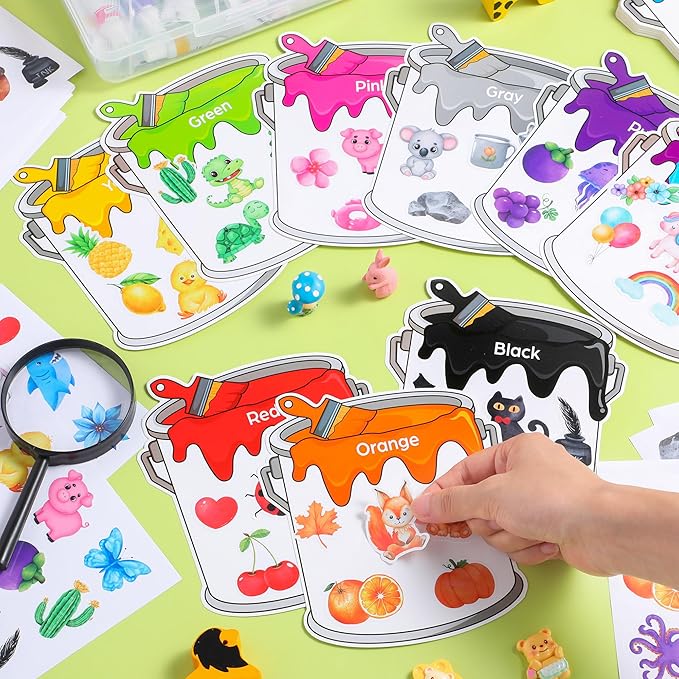Kosiz 36 Set Color Sorting Stickers Craft Toddlers, Paper Colors Posters Toys for Classroom Wall Bulletin Board Cutouts Early Educational Learning for Kids Preschool Kindergarten Decorations Supplies