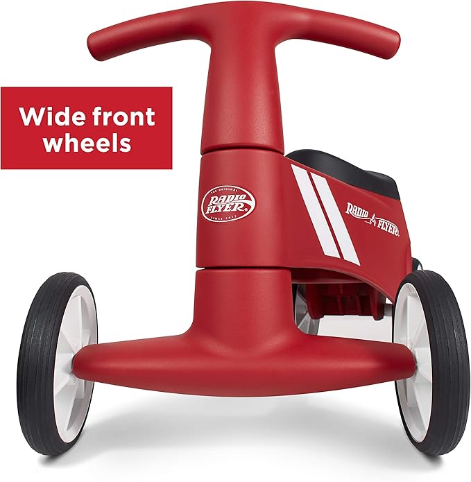 Radio Flyer Scoot About Sport Ride On, Ages 1-3, Stable Wide Front Wheels, Front Steering, Clear Kick Path, Under Seat Storage, Easy-Glide Wheels, Toddler Ride On, Amazon Exclusive