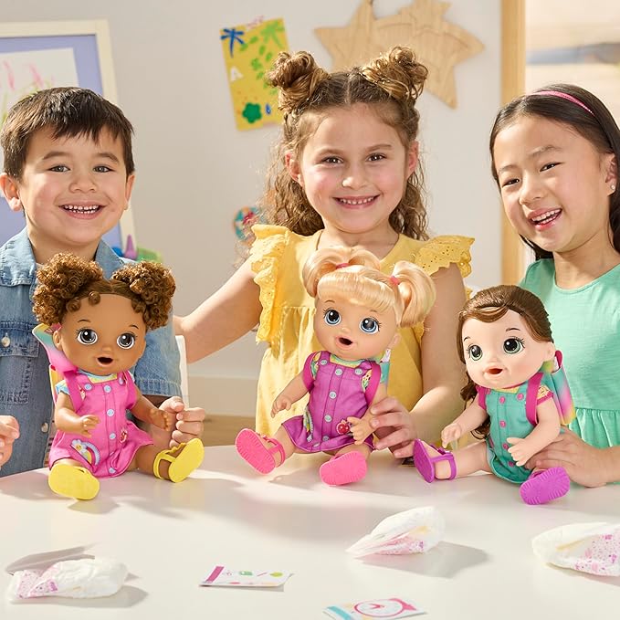 Baby Alive Time for School Baby Doll Set, 12 Inch, Back to School Toys for Girls & Boys, Black Hair, Preschool Gifts for Kids, Ages 3+ (Amazon Exclusive)