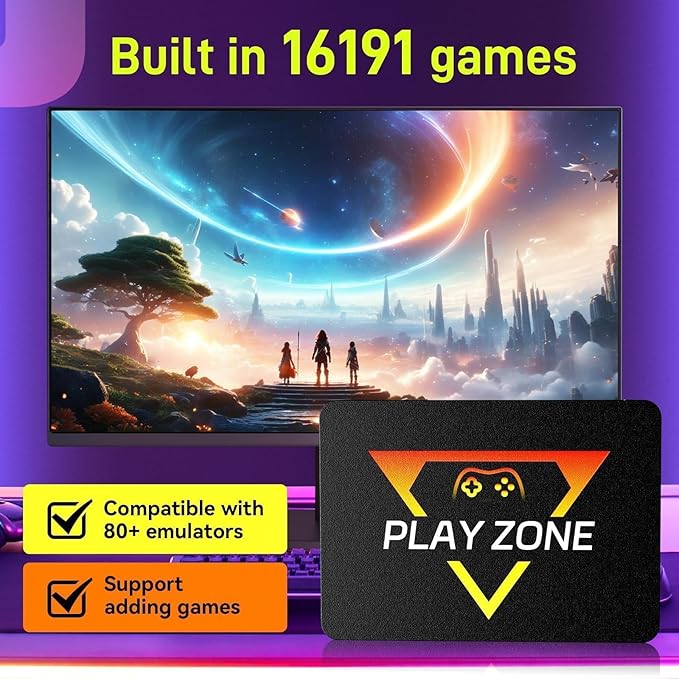 Retro Gaming Console with Built in 16191 Game, Plug and Play Video Game Console for PC, Emulator Console Compatible 80+ Game Emulator, 3 Game Systems in 1TB Game SSD, Retro Game Stick