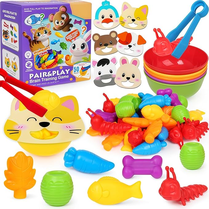Counting Animals Color Sorting Toys for Toddlers,Montessori Preschool Learning Animals Matching Feeding Sorting Games Christmas Stocking Stuffers Gifts for Boys Girls Ages 3+