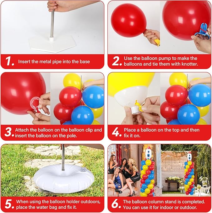 2 Sets Toy Inspired Story Balloons Column Stand Kit With 102 Rocket Foil Balloons 5.57ft Adjustable Tower Stand With Base Arch Column for Baby Shower Carton Birthday Party Supplies