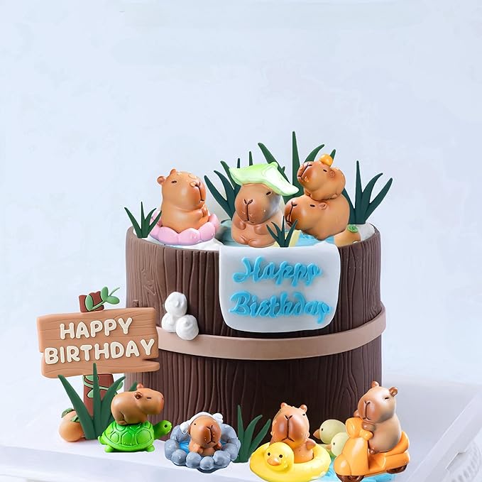 Capybara Cake Toppers Mini Blowfish Party Supplies Capybara Birthday Party Supplies
