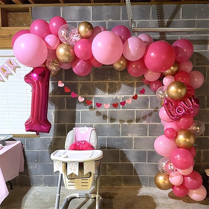40 Inch Hot Pink Number Balloons, Big Self Inflating Foil Number 8 Balloons for Kids 8th Birthday, Balloon Decorations 0-9 Set for Girls Women 18th Birthday Party Decor Anniversary Party Supplies