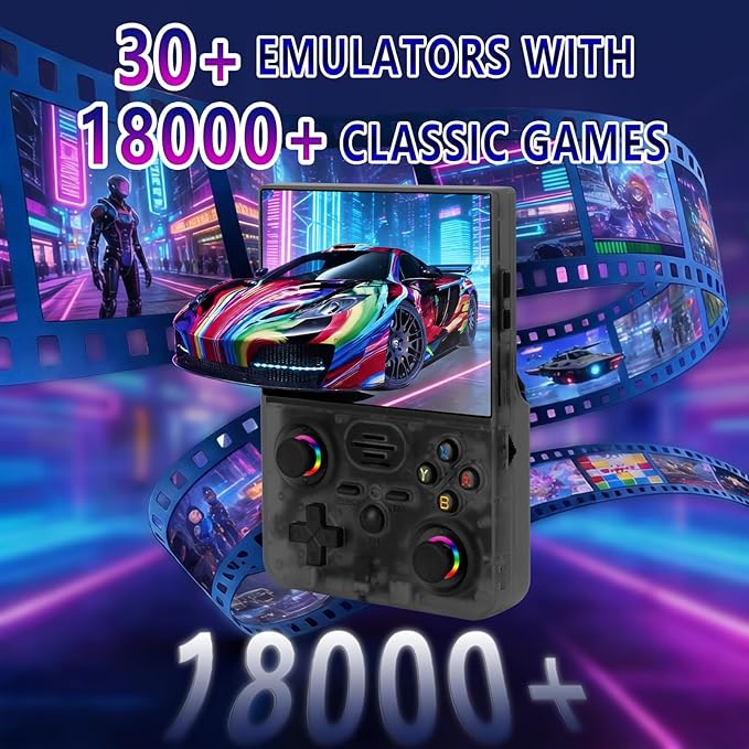 2026 NEW Upgrade RF45V Retro Handheld Game Console - 4.5 Inch Ultra-Large Screen,Support 18000+Classic Games,64G TF Card,4000mAh Battery,Linux System,Birthday Gift for Adult or Friends-Black