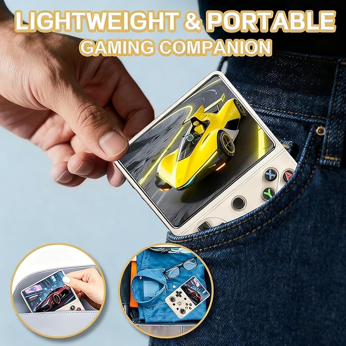 RG36PRO Video Game Console - Support 30000+Classic Games, 64G TF Card, Open Source System, 3.5-Inch Screen, 3000mAh Battery, Portable Console for Travel, Gift for Adult or Partner-White