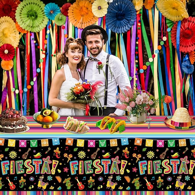 4 Pack Cinco De Mayo Printed Fiesta Mexican Table Cover Fiesta Party Tablecloth Taco Night Table Cloth Mexican Themed Tablecloth Mexico Party Supplies 86 x 51 in (220 x 130cm)