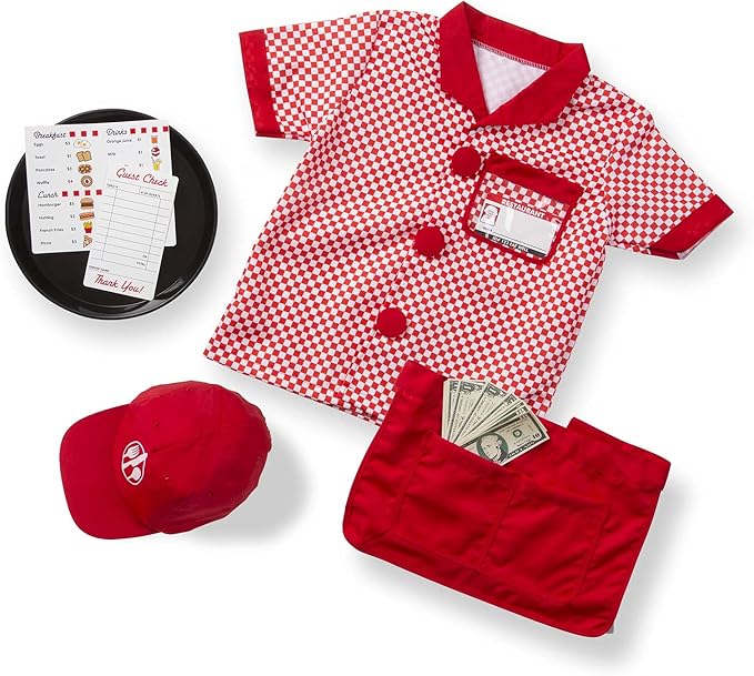 Melissa & Doug Server Role Play Costume Dress-Up Set with Realistic Accessories