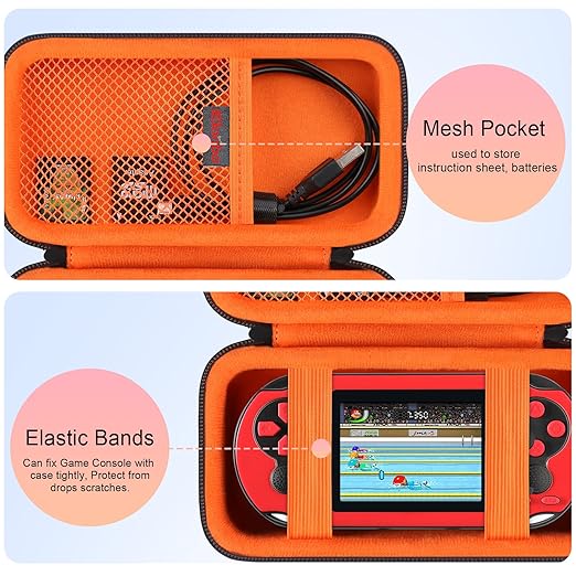 Elonbo Carrying Case for TEBIYOU/ WELLST·G/ TaddToy/ Beijue/ FAMILY POCKET/ CCTU/ X-JOYKIDS/ GREENCREEK/ Beico/ KAVOYI/ GuaiyeyeAP Handheld Game Console, Portable Electronic Gaming Player Bag, Black+
