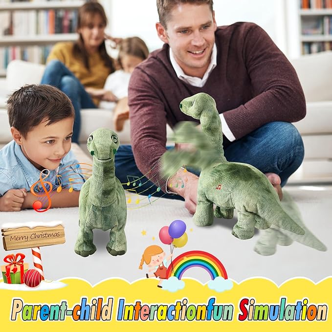 Green Dinosaur Toys for Girls Walking Nodding, Roaring, Repeating What You Say, Touch & Button Control Eyes Turn Red Realistic Pet, Toy Gift for Kids Christmas Birthday Easter Toddlers