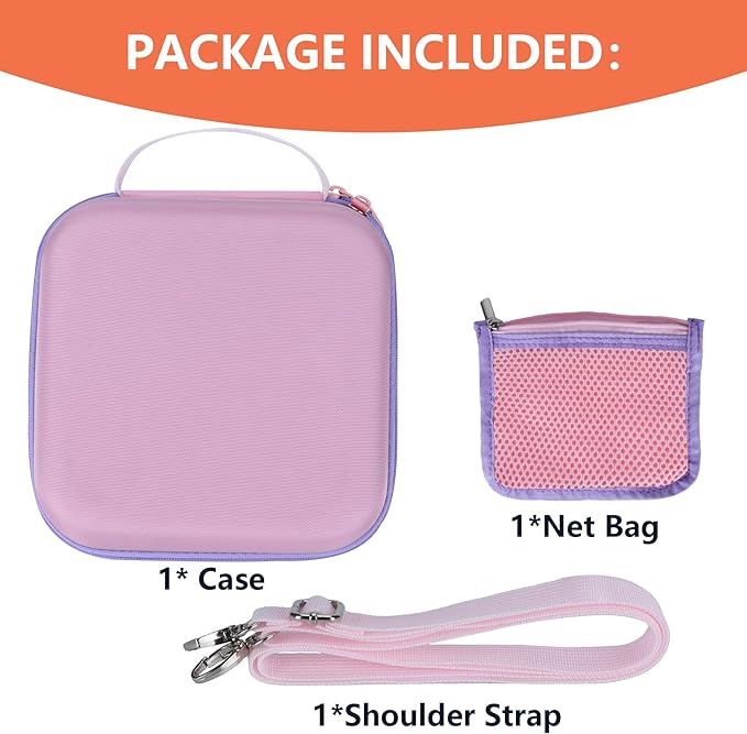 Storage Case Compatible with YOTO Mini + Headphones Kids Audio Player Travel Device Stories Music Podcast Radio Speaker (Pink + Purple Zipper)