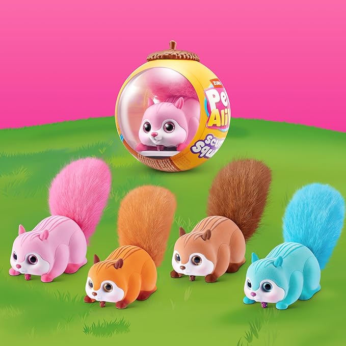 Pets Alive Scurry'n Squirrel (Pink+Brown) 2 Pack by ZURU – Interactive Robotic Pet Toy, Moving Squirrel with Realistic Movements and Sounds, Ages 2+, Child Toddler